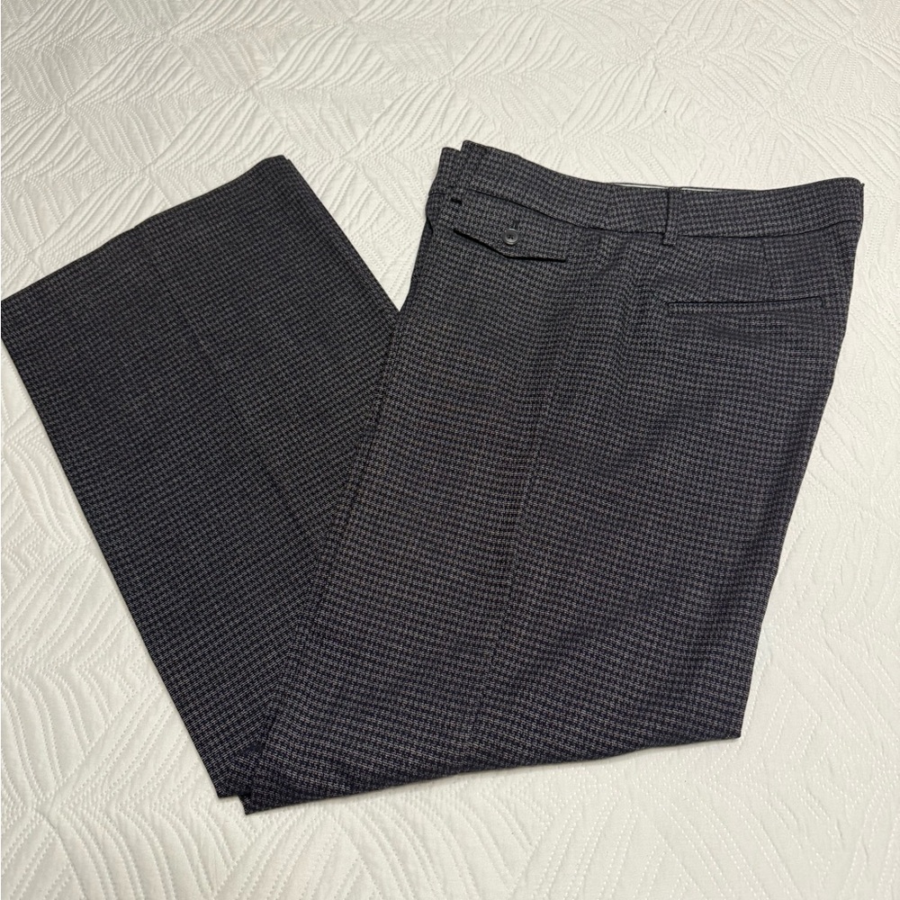 LOFT Women’s Blue Houndstooth High Waist Trouser Pants. Size 10